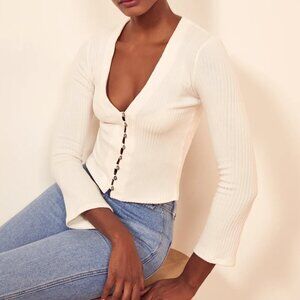 Reformation Knit Top gellar ribbed crop womens Cream (xsmall) minimalist party
